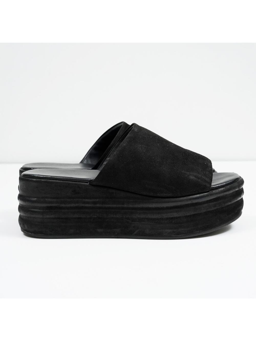 Free People Harbor Black Platform Slide Sandals Size EU 38 US 7.5-8